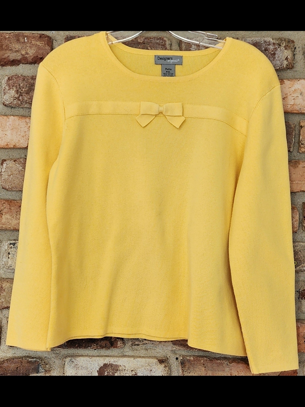 Yellow Bow-Accent Knit Top